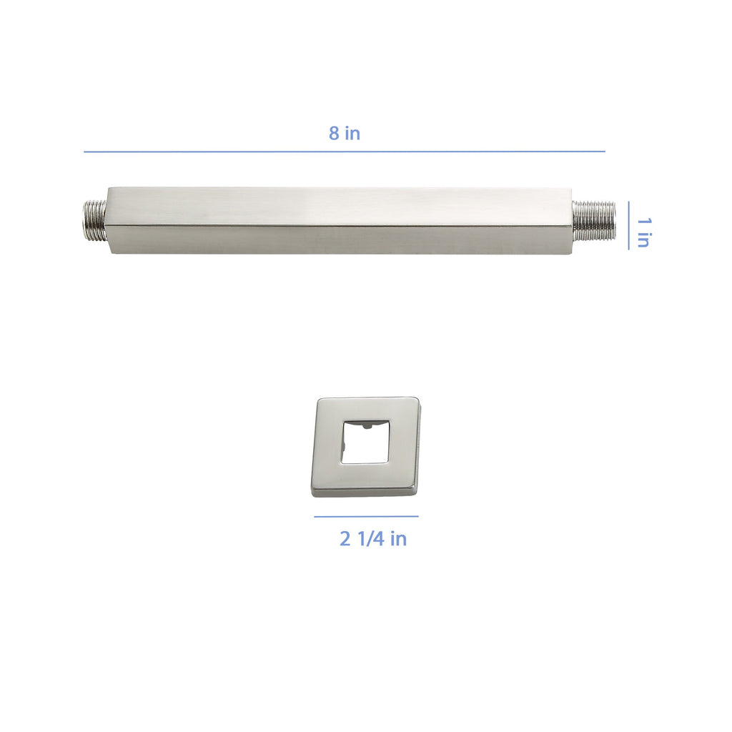 8" Ceiling Mounted Shower Arm with Flange in Brushed Nickel