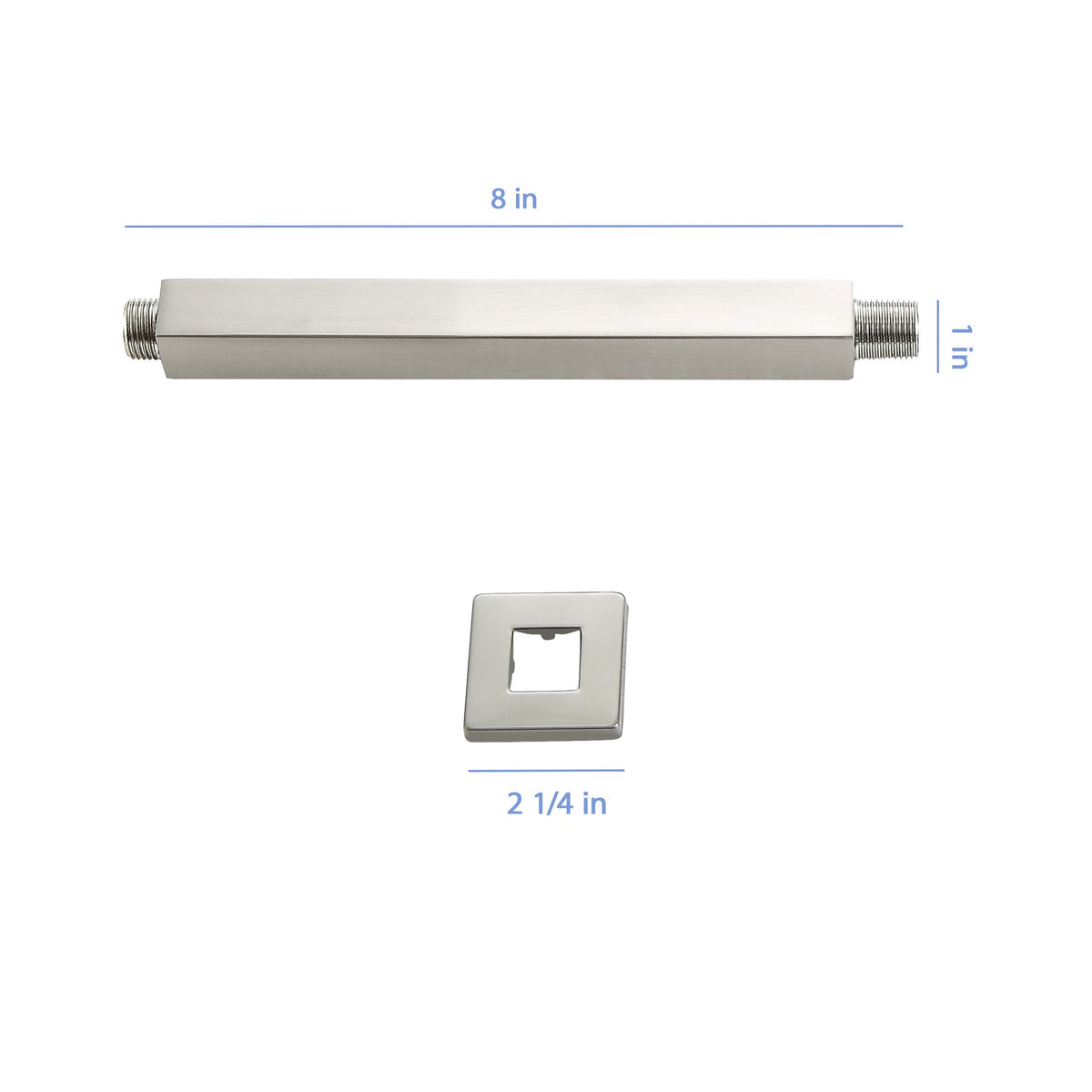 8" Ceiling Mounted Shower Arm with Flange in Brushed Nickel