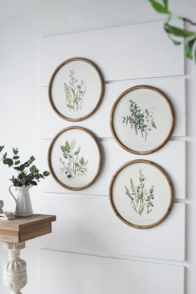 Flora Print Round Frame Set of 4