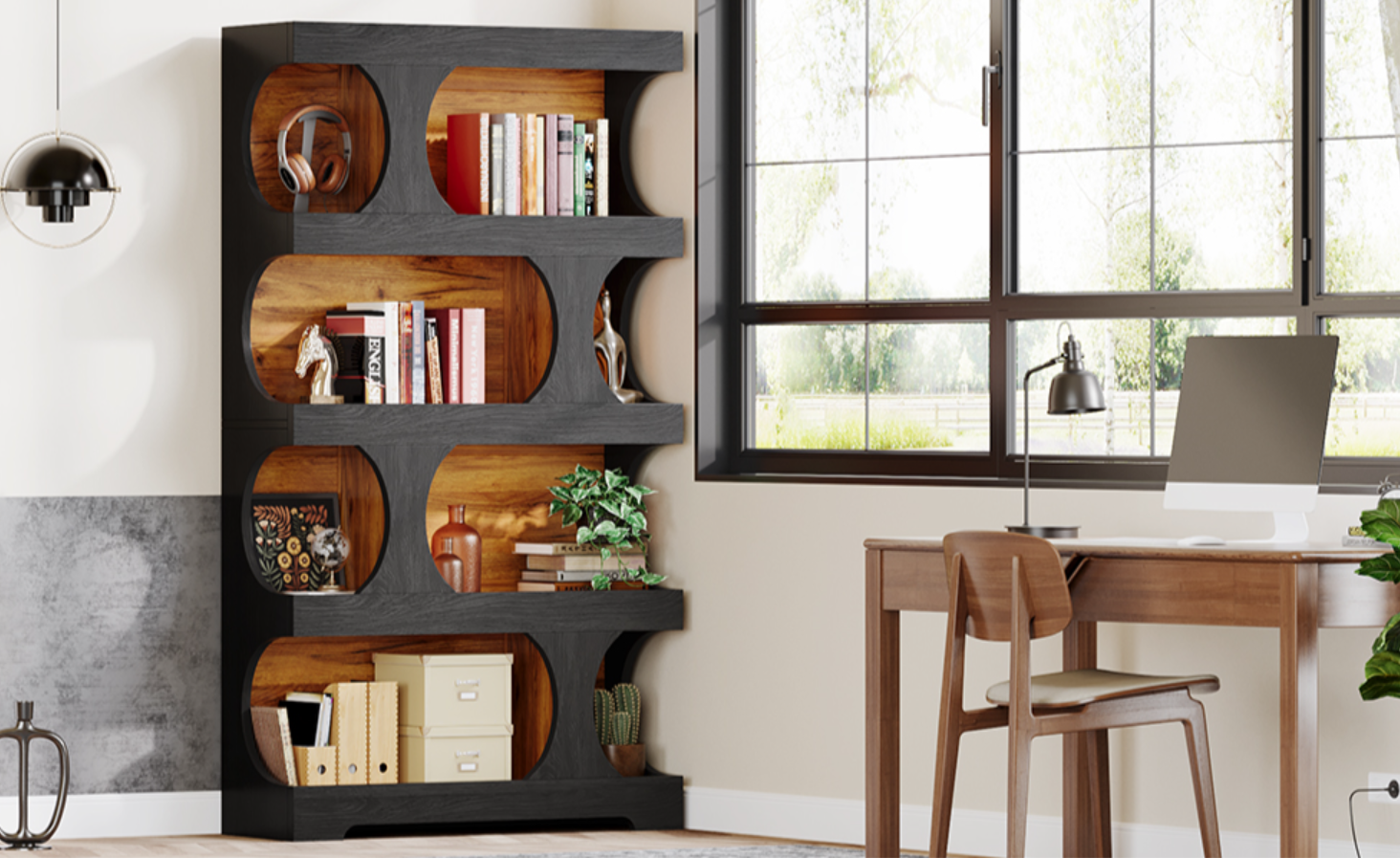 71.26" Tall 4-Tier S-Shaped Bookcase