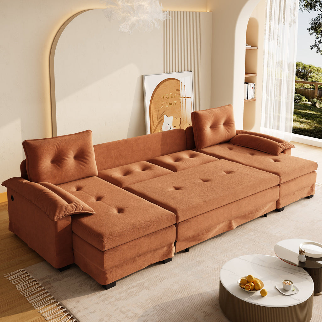 U-Shaped Sleeper Sofa with Pull Out Bed