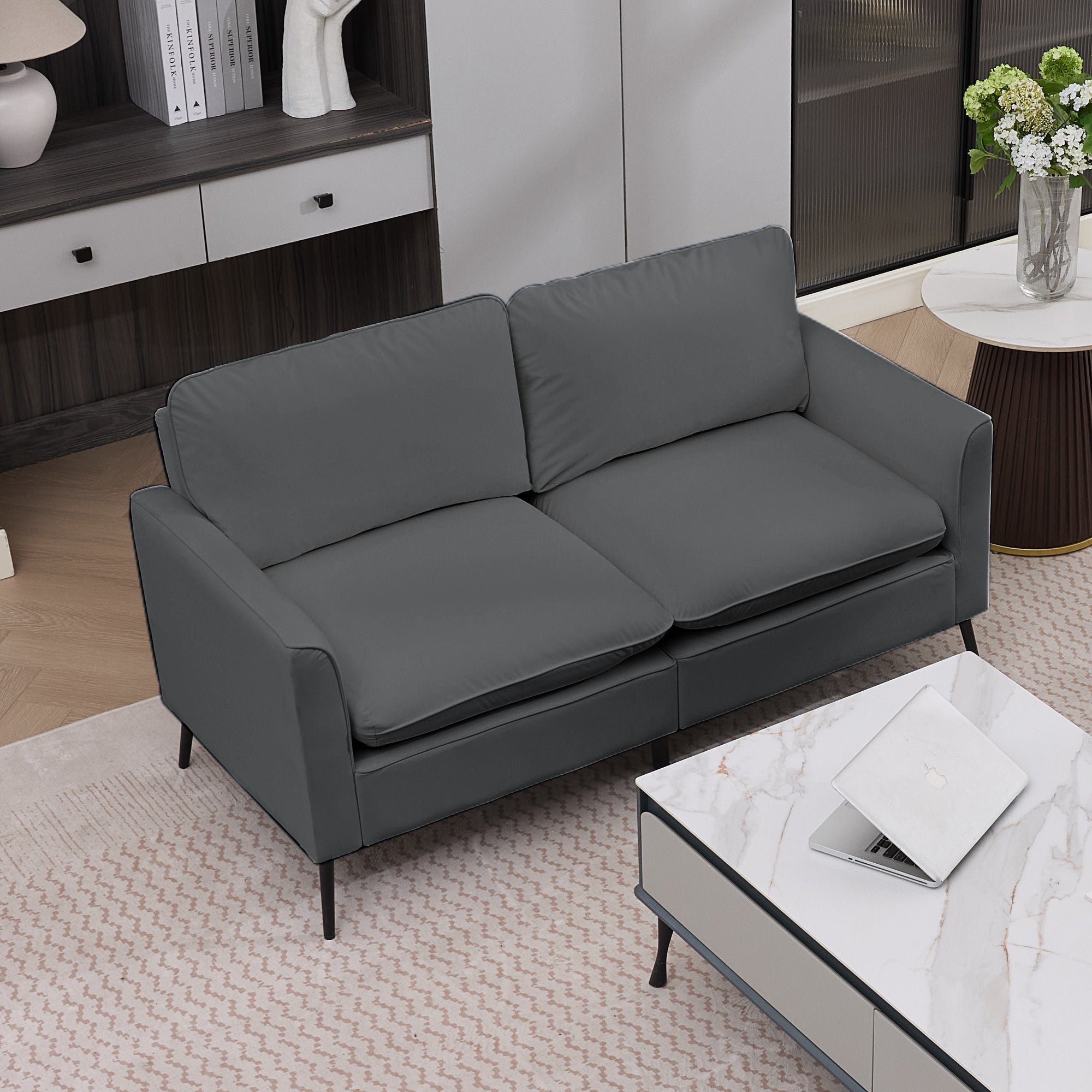 TS Cat Paw Leather Upholstered Loveseat
