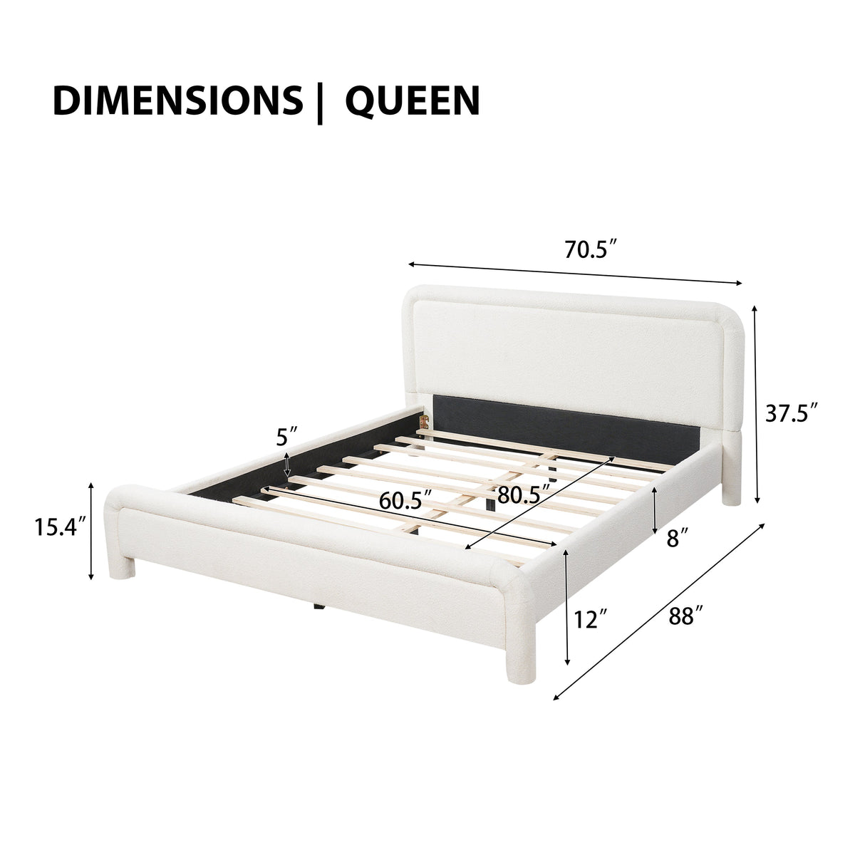 Queen Size Upholstered Platform Bed Frame