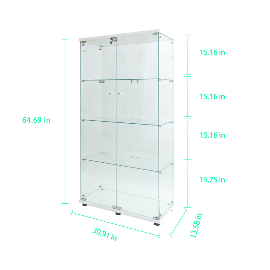 Tempered Glass Display Cabinet with Adjustable Features