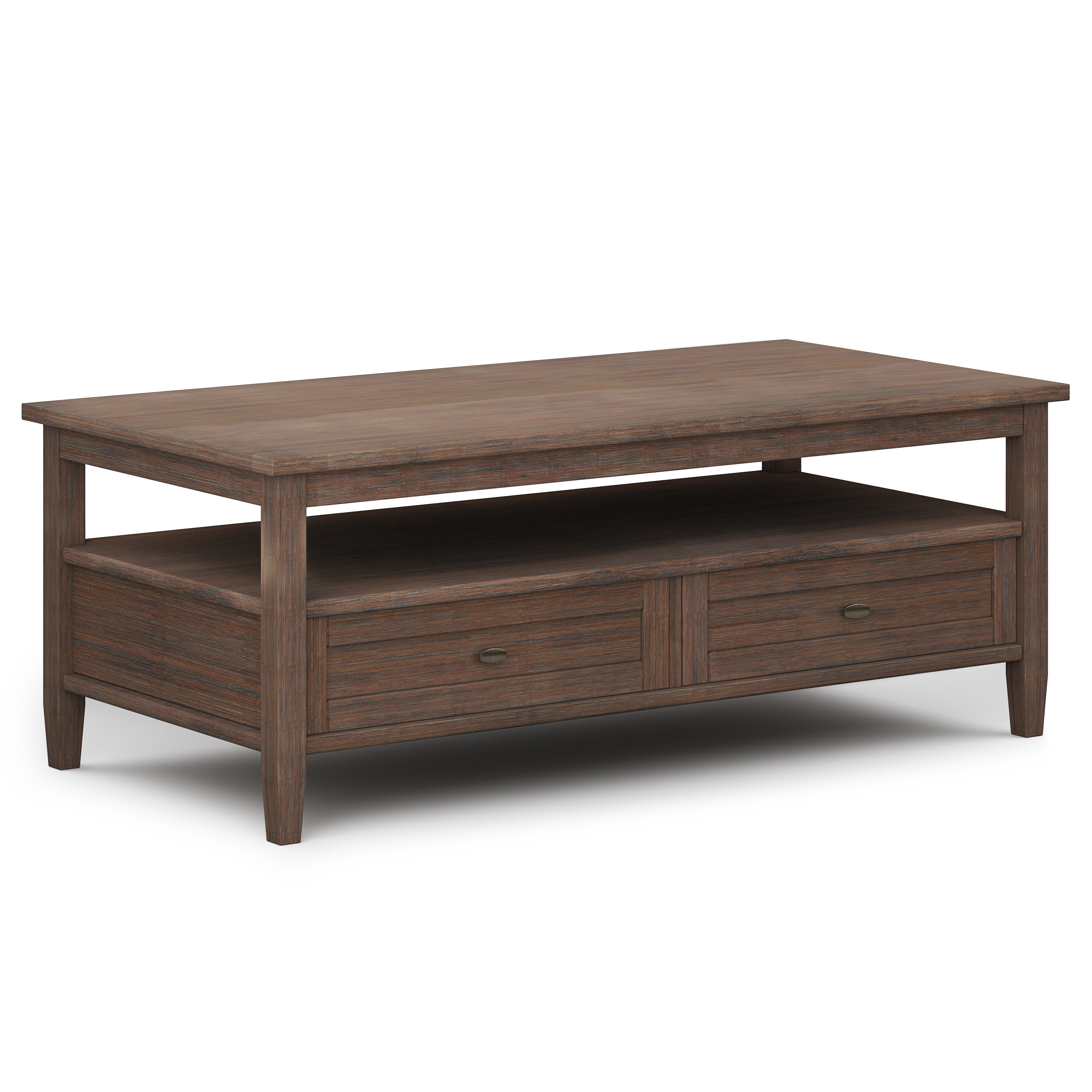 Warm Shaker Solid Wood 48 Inch Wide Transitional Coffee Table