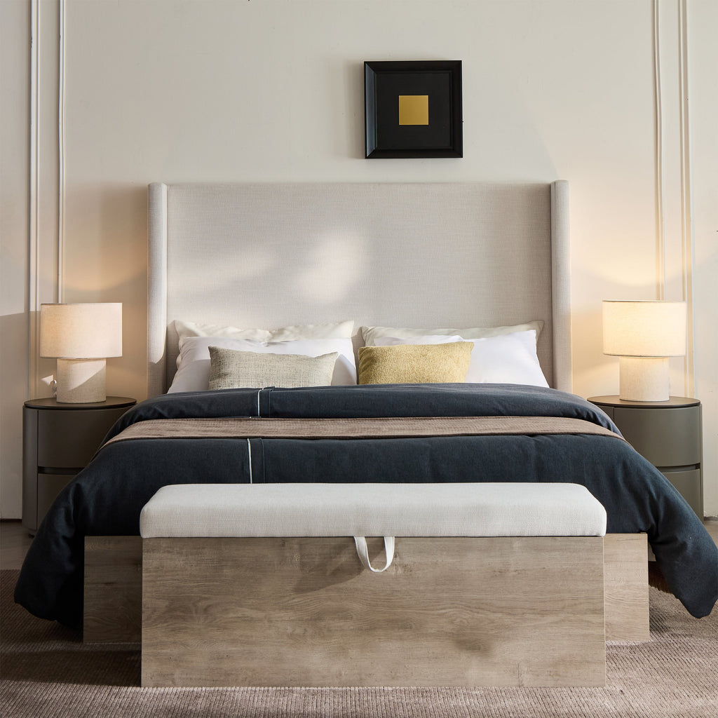 Shelton Upholstered Wingback Bed