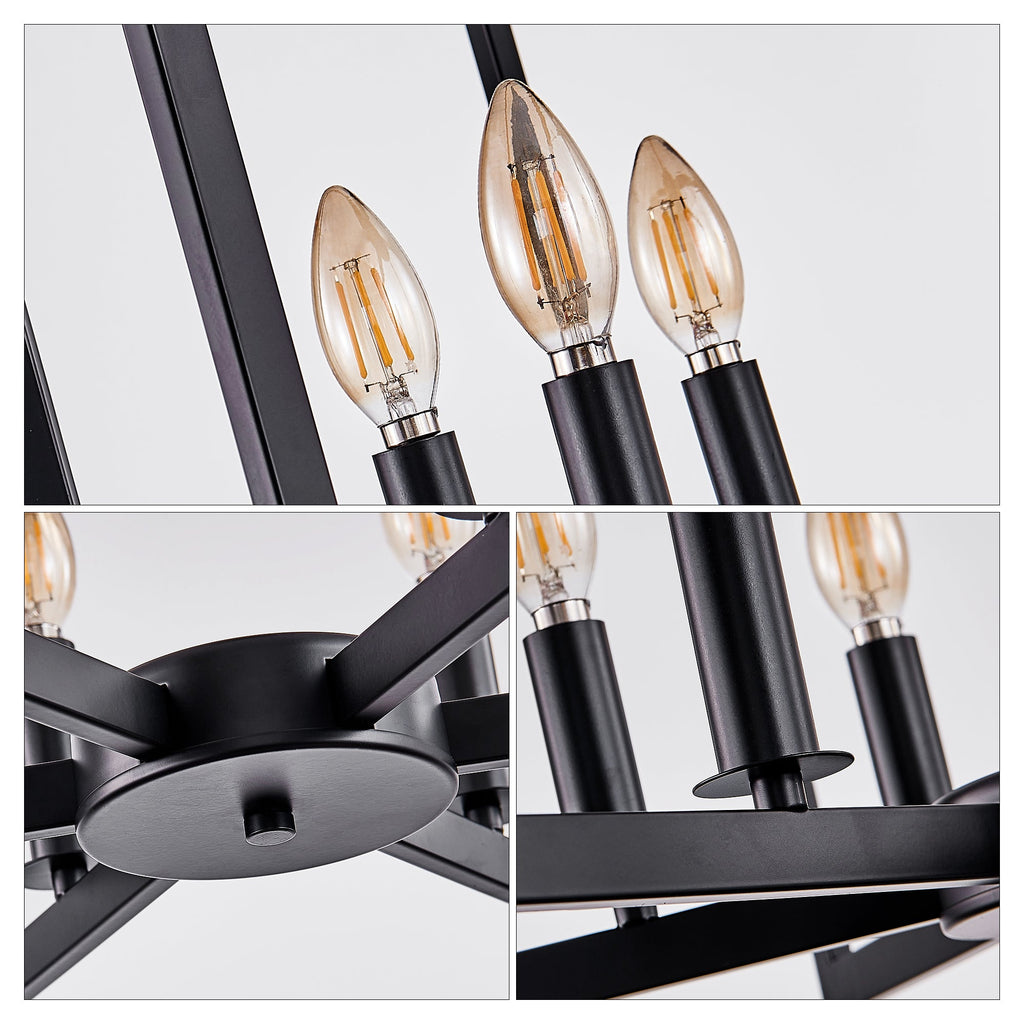 22" Modern Black Geometric Chandelier