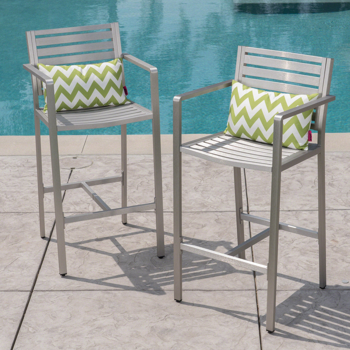 Outdoor 29.50" Barstools with Rust-Proof Aluminum Frame, Set of 2
