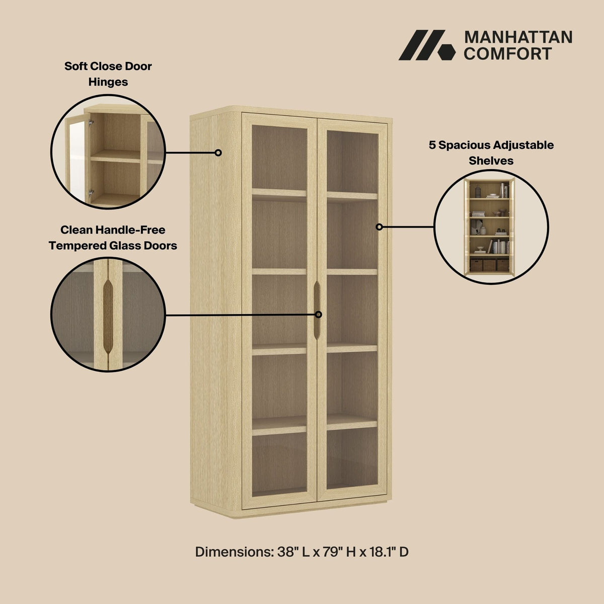 Rivington 38" Bookcase Cabinet