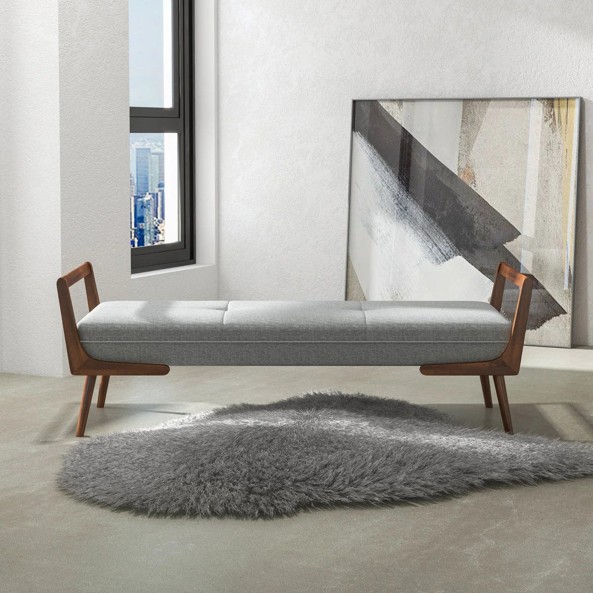 Modern Cora Mid Century Modern Bench
