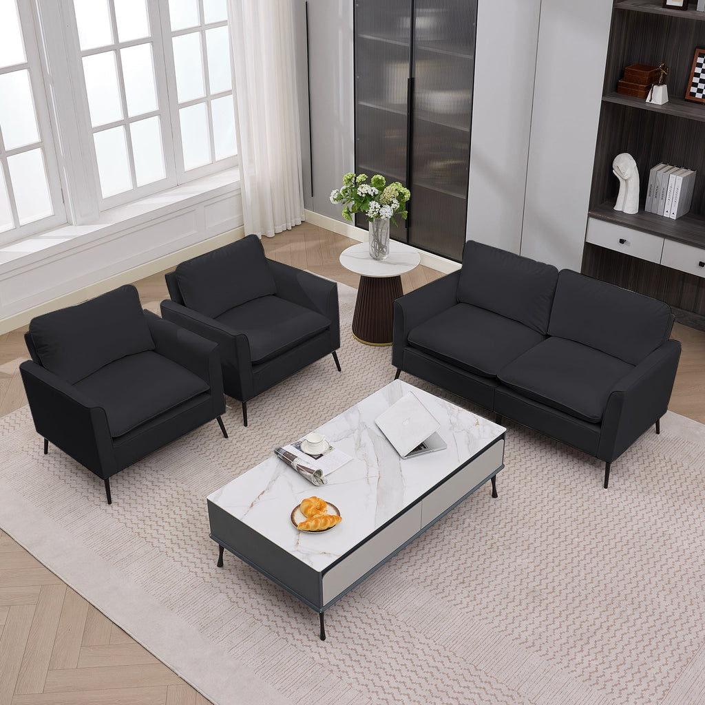 TS Cat Paw Leather Upholstered Sofa Loveseat - Black