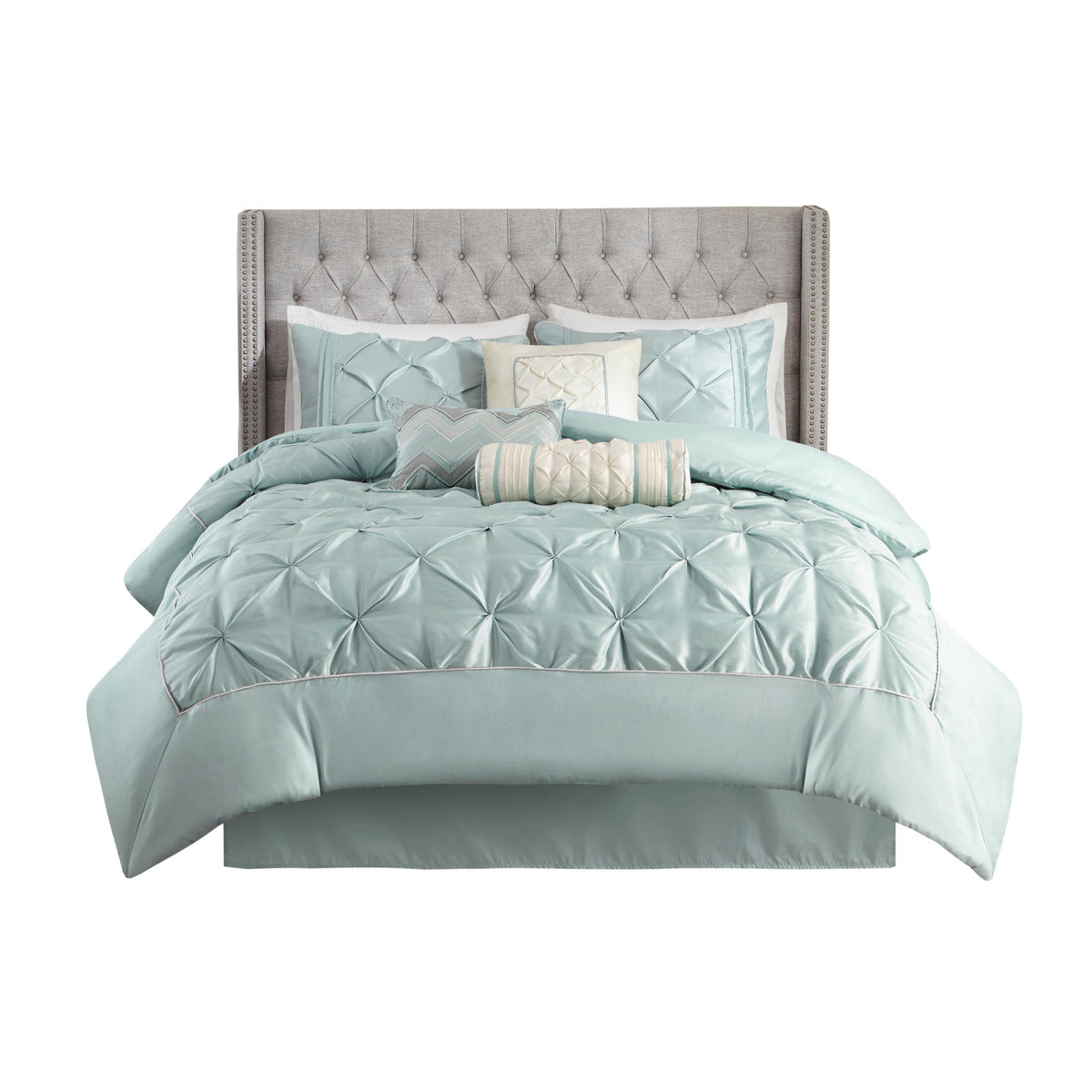 7 Piece Tufted Comforter Set Seafoam Cal King