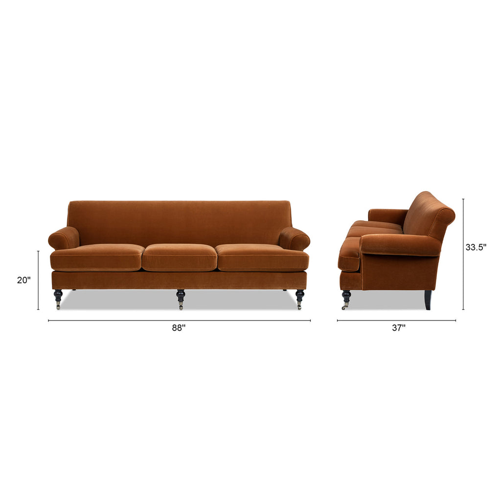 Alana Lawson Three-Cushion Tight Back Sofa, Burnt