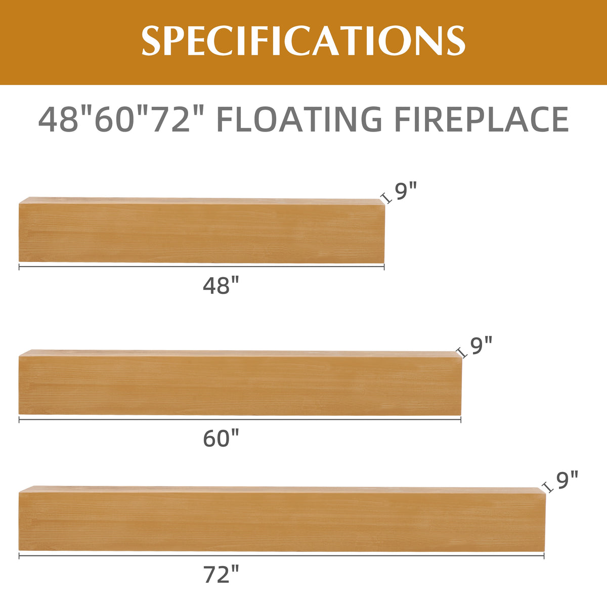 48" Fireplace Mantel Fir Wood Wall-Mounted & Floating Shelf