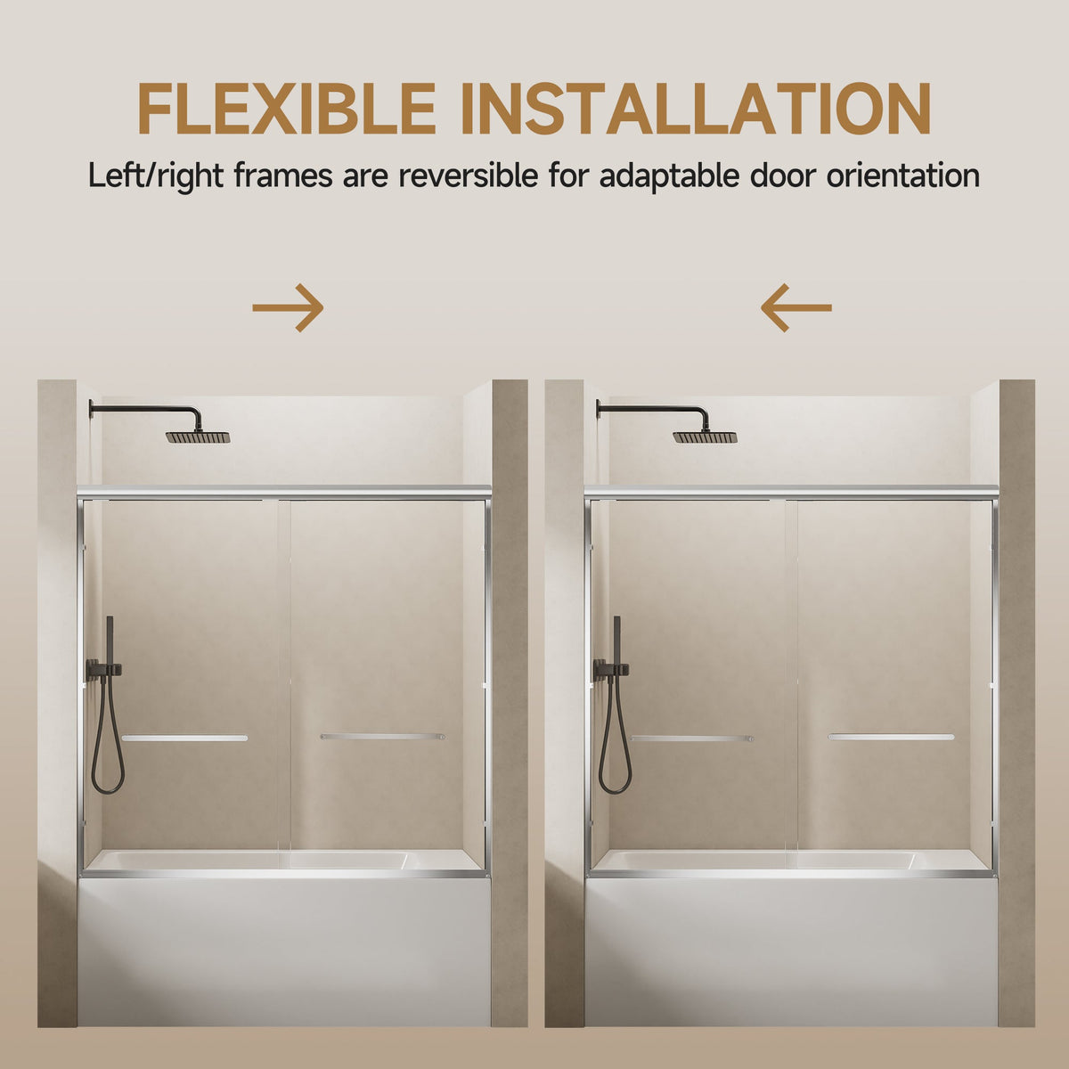 56"-60" W x 57" H Aluminum Frame Double Sliding Shower Door