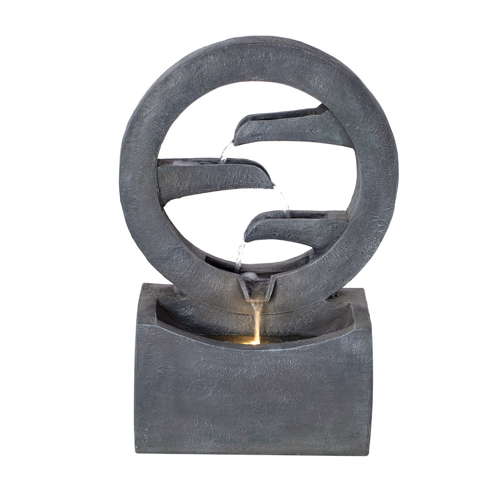 26.77"H Modern Circular Outdoor Fountain with LED Light