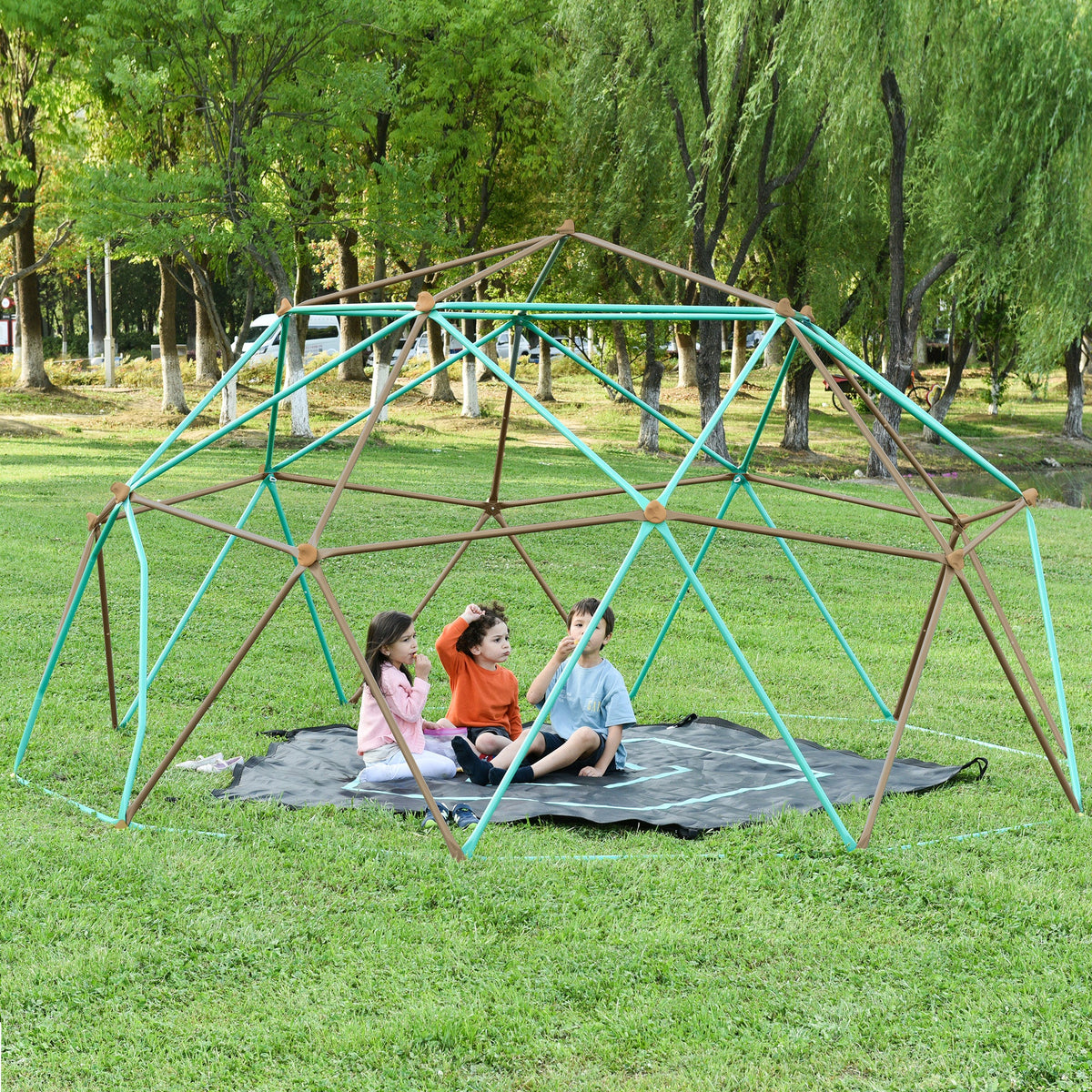12ft Geometric Dome Climber Play Center, Kids Climbing Dome Tower with Hammock
