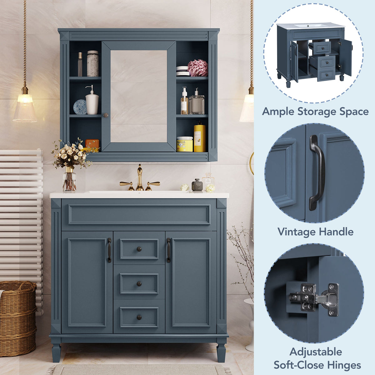 36'' Bathroom Vanity with Top Sink, Royal