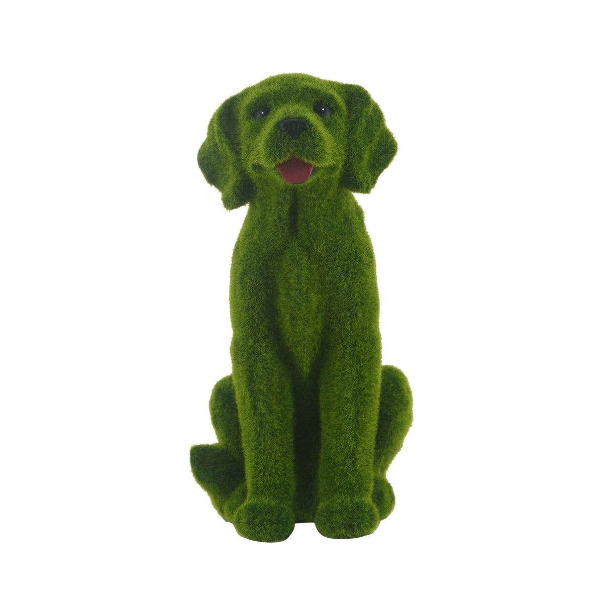 Flocked Dog Garden Statue - 13.78" Resin Figurine
