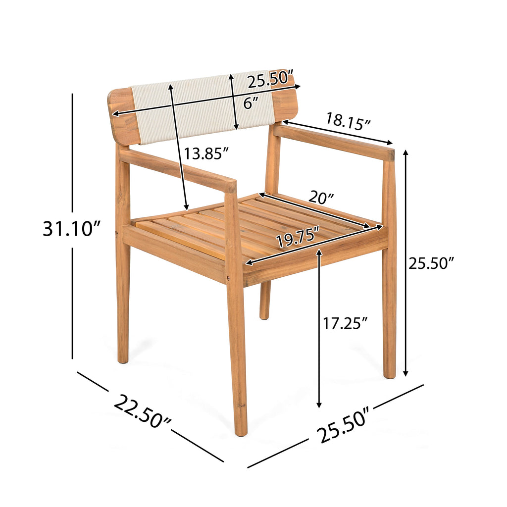 Creative Braided Acacia Wood Outdoor Dining Table and Chairs