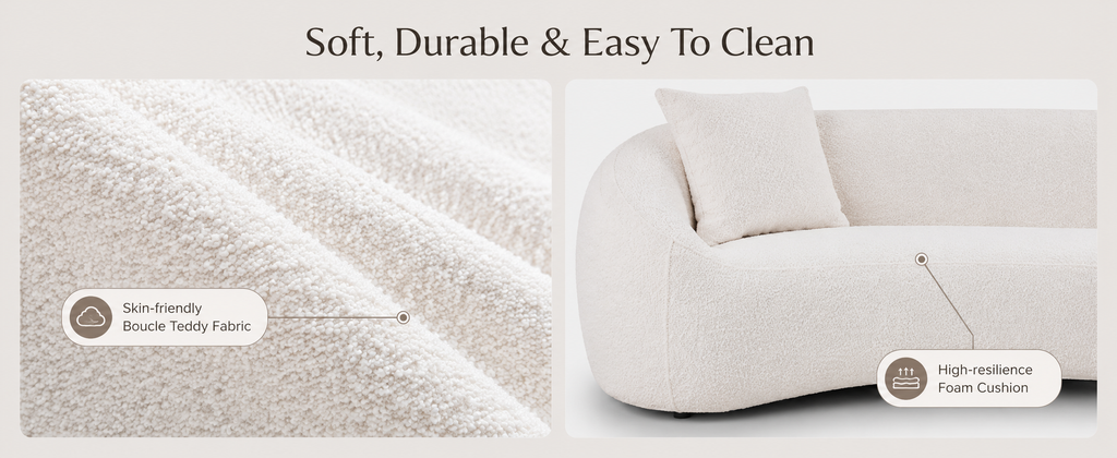 93.31" Minimalist Curved Sofa, 3 Seater
