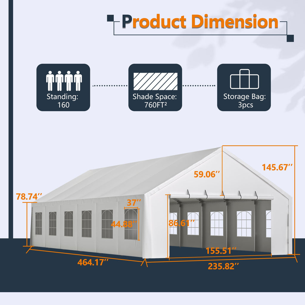 20x40FT Heavy Duty Party Tent with Removable Sidewalls