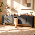 58" Metal Cat Litter Box Enclosure, Hidden Litter Box Furniture for 2 Cats