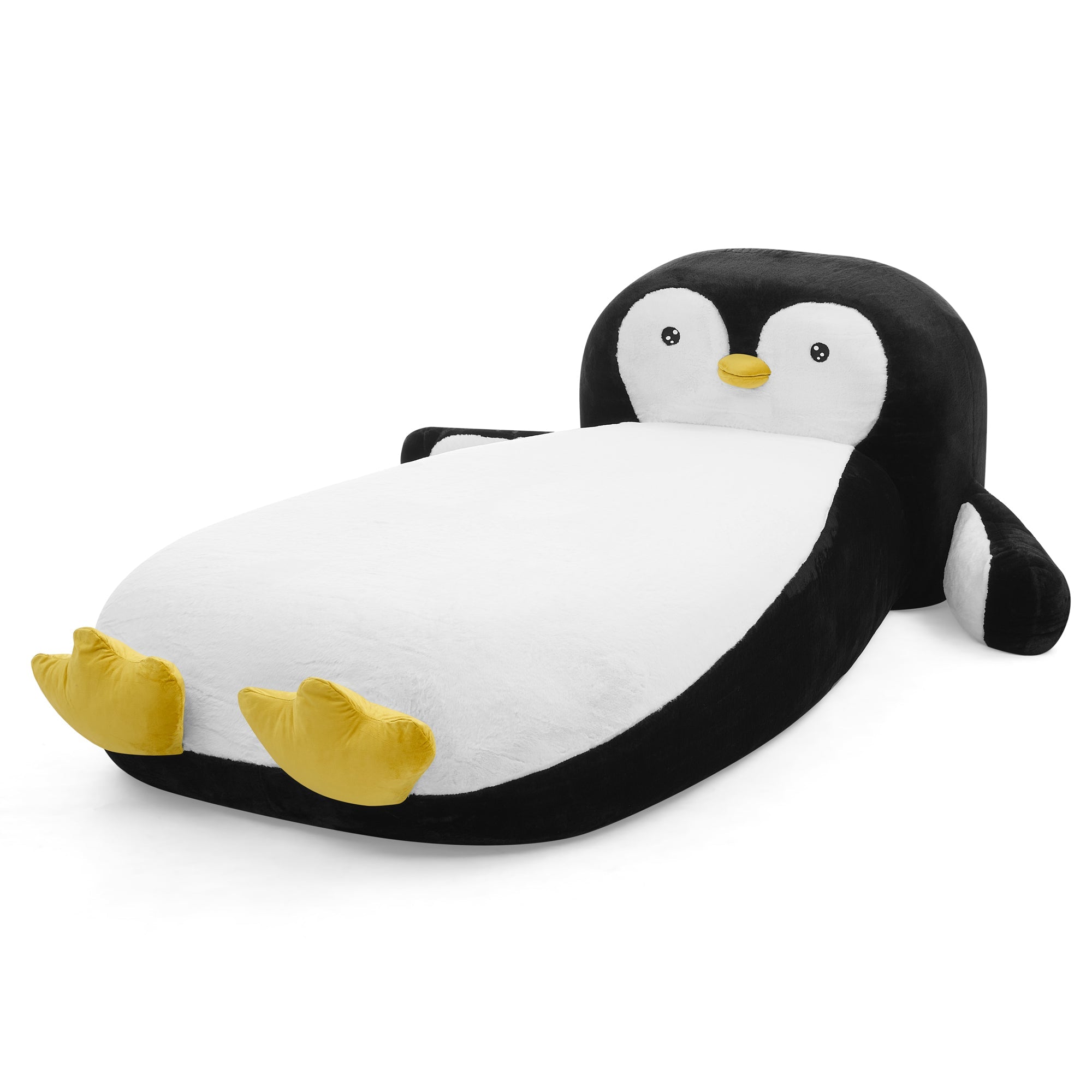 Twin Size Fluffy Faux Fur Penguin Shaped Bed Lounger Chair