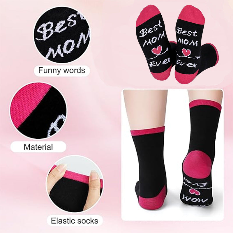 Mothers Day Gift Holiday Socks Letter Print Socks For Women