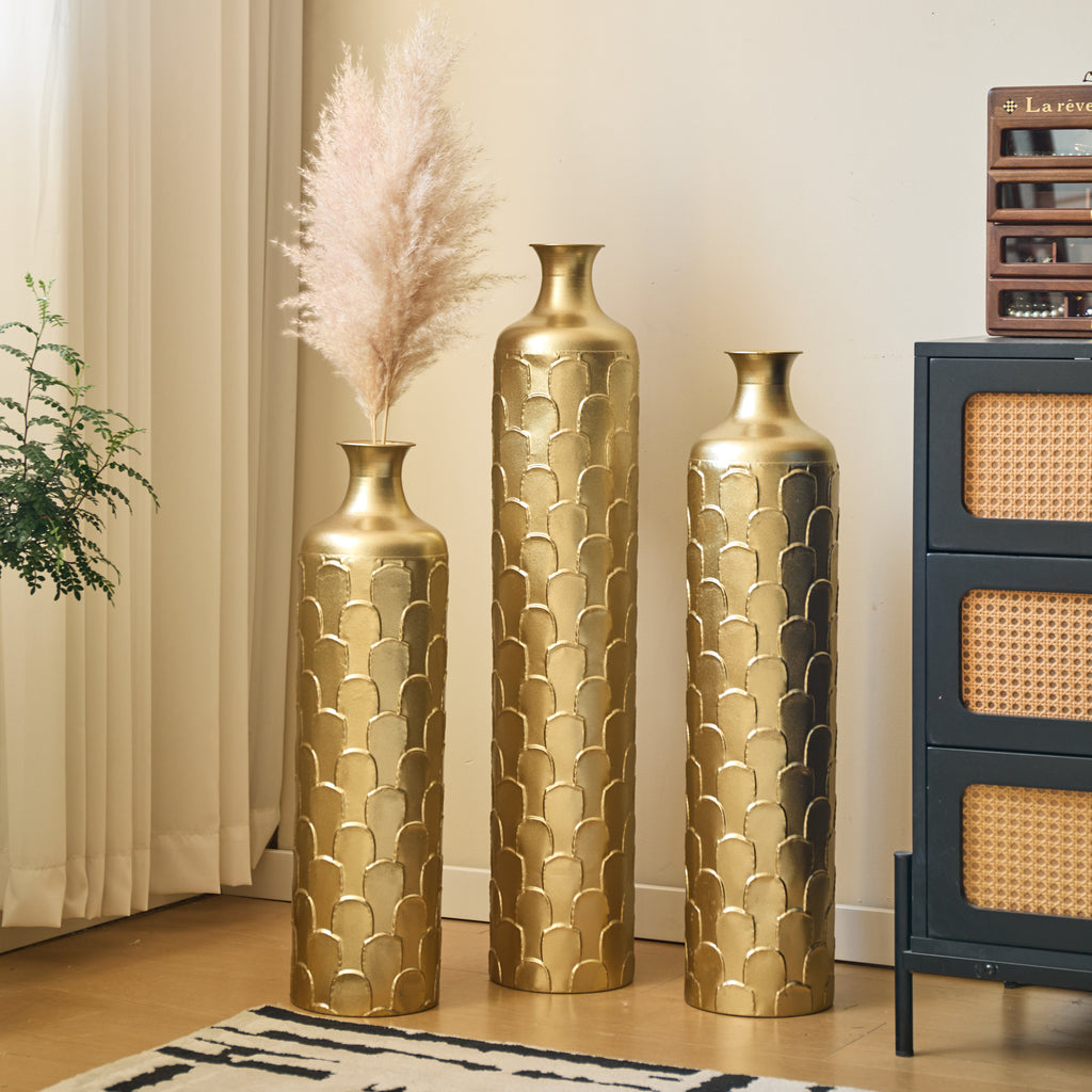 Floor Metal Vases Decorated