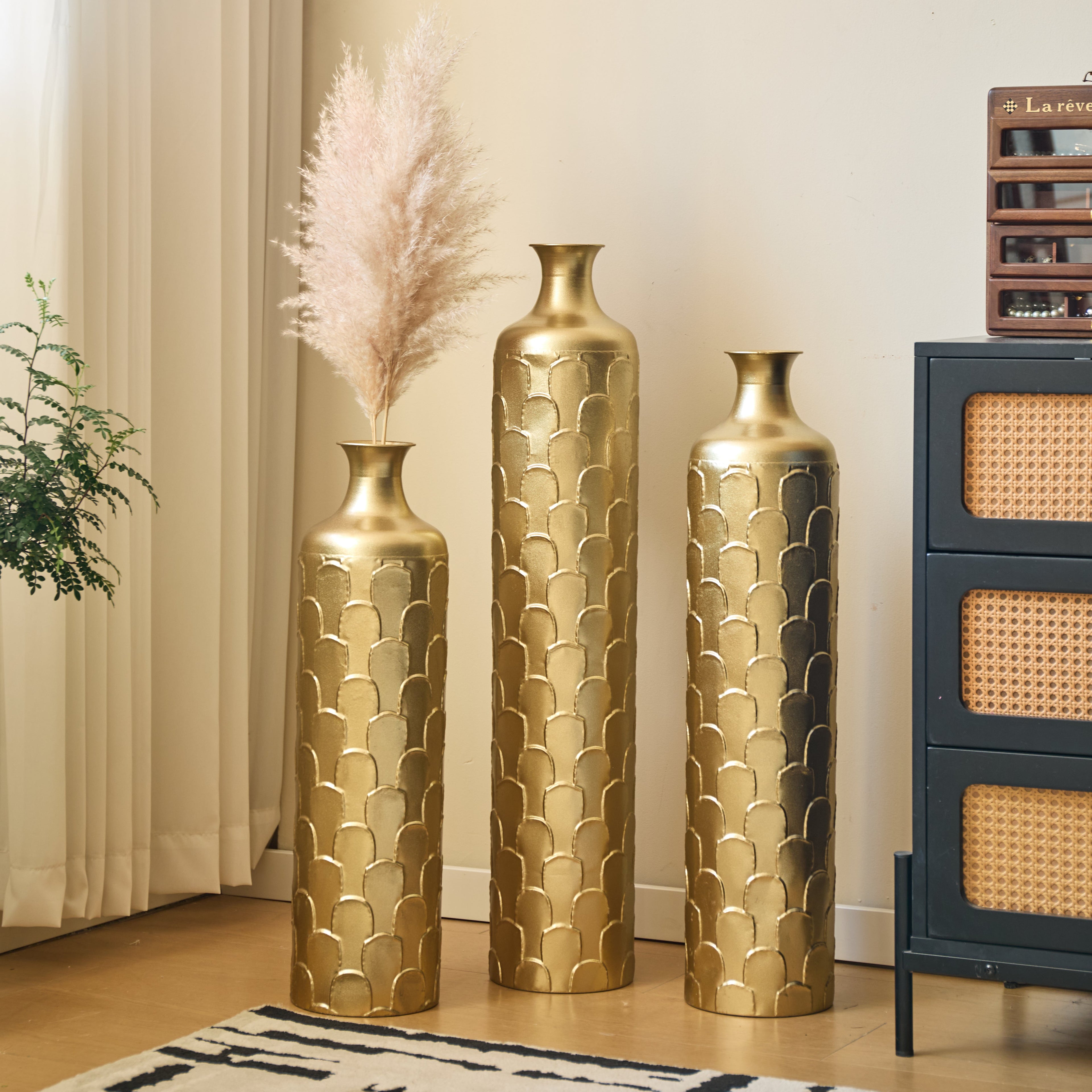 Floor Metal Vases Decorated