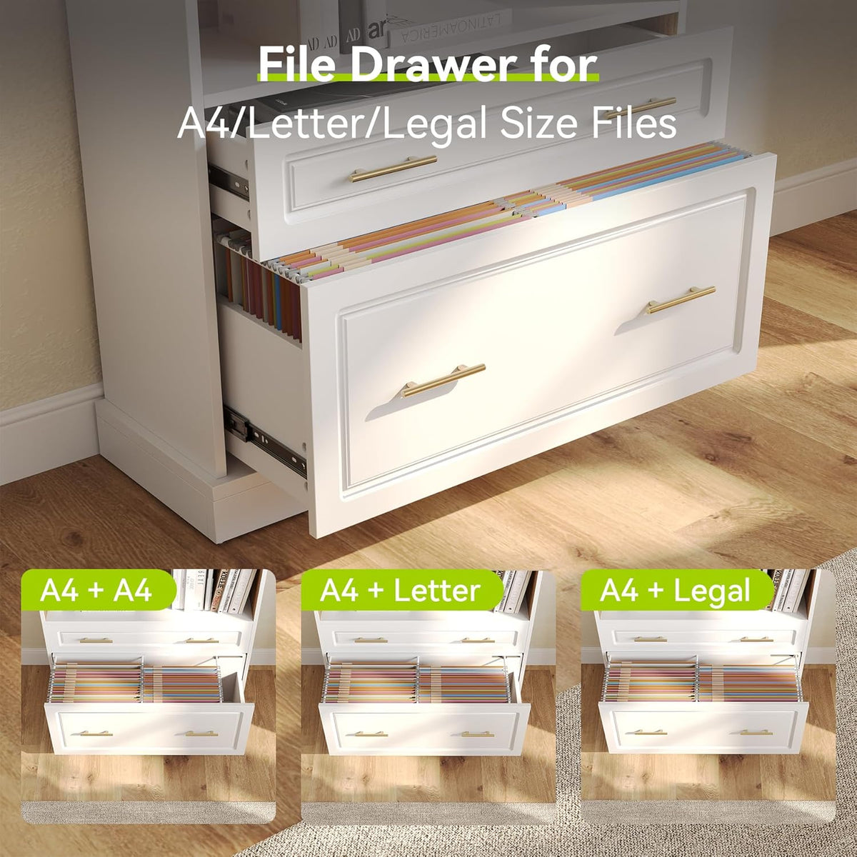 72.83" 5-Tier Bookcase with Drawers