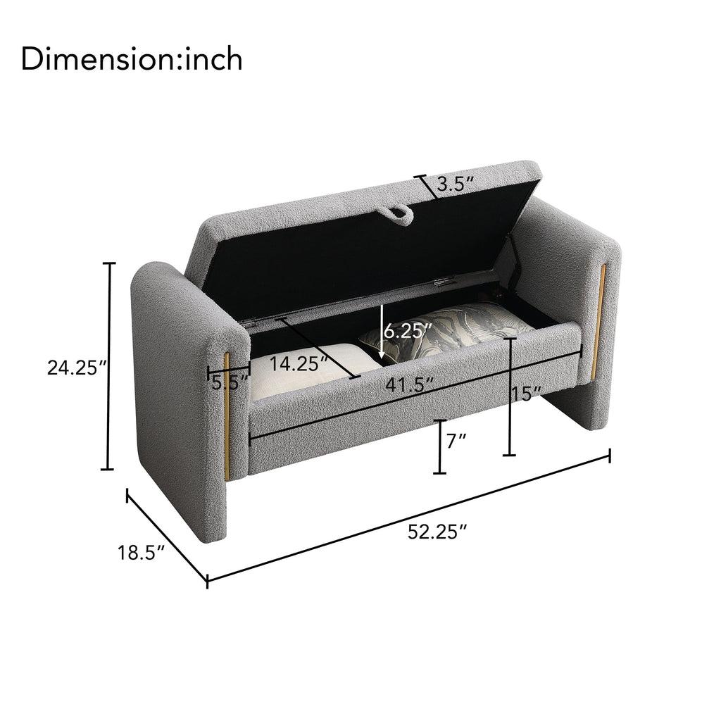 Modern Teddy Bed End Bench with Arms and Storage