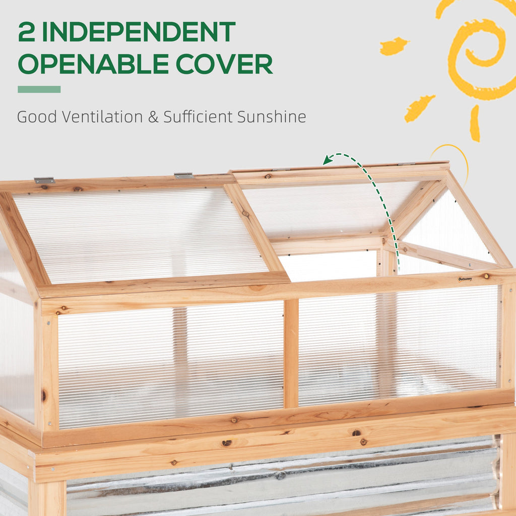 Outsunny Raised Garden Bed with Polycarbonate Greenhouse