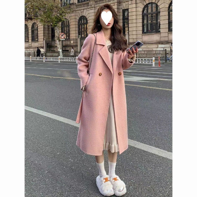 Double-breasted Wool Coat For Women