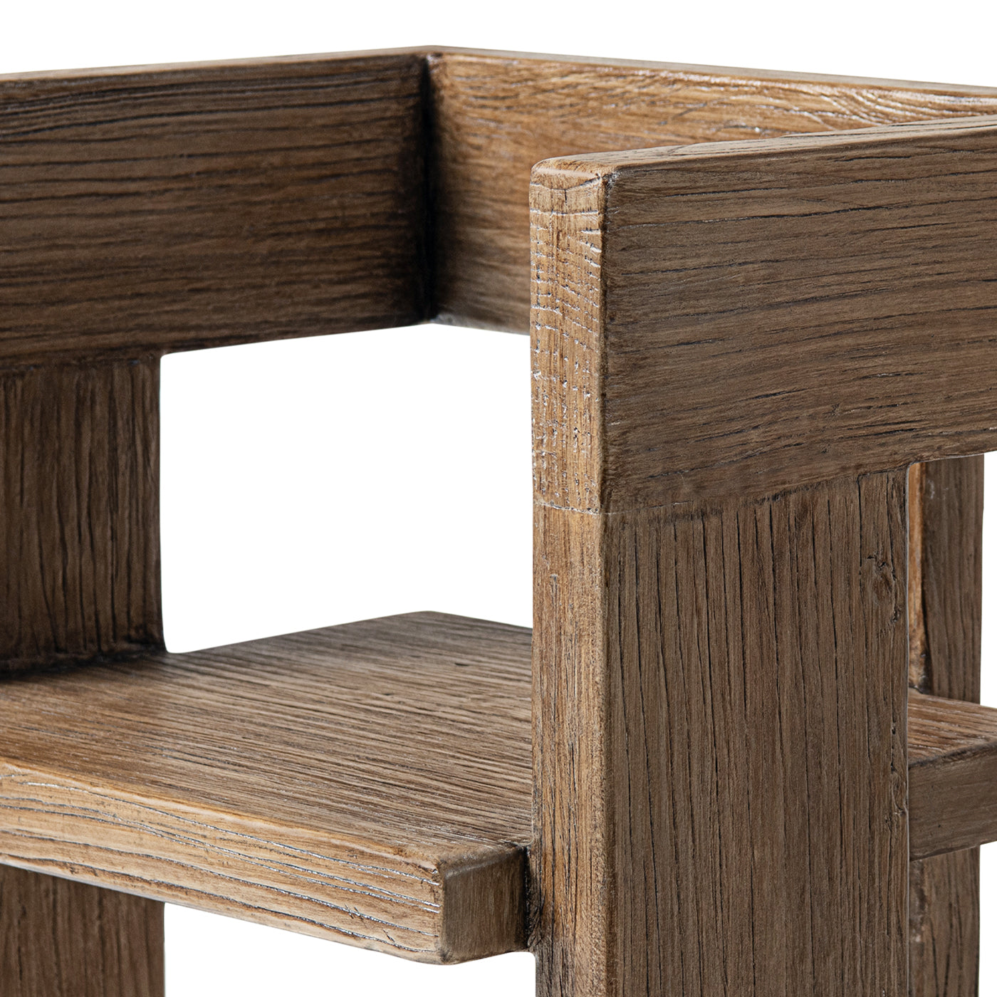 Avenel Solid Reclaimed Elm Sculptural Block Accent Chair
