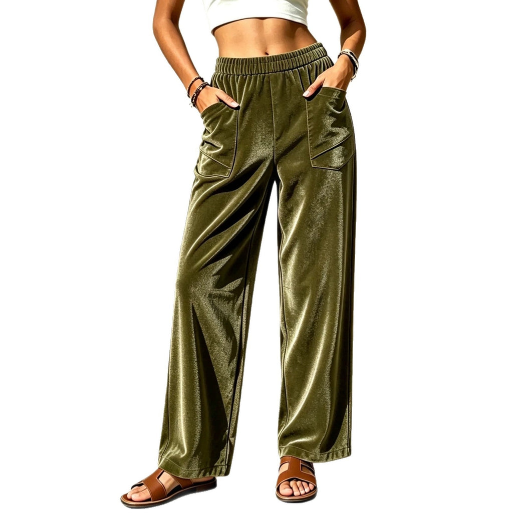 Loose-fit Slimming Draping Wide-leg Casual Pants