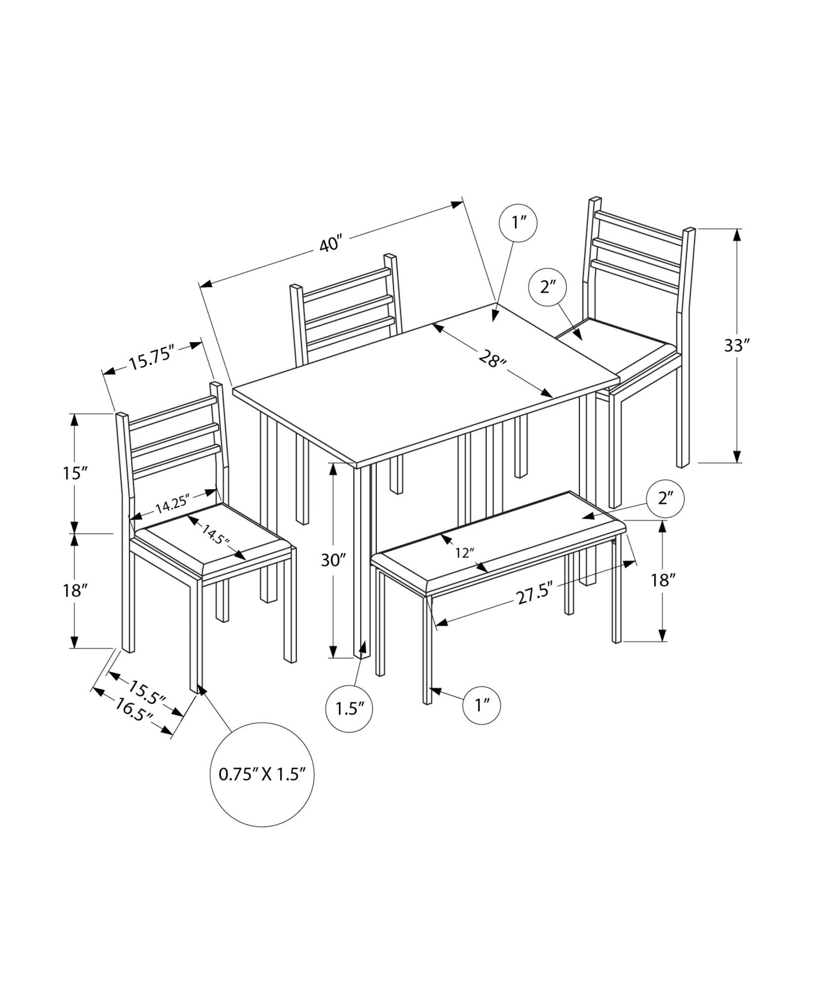 Contemporary 5-Piece Dining Set