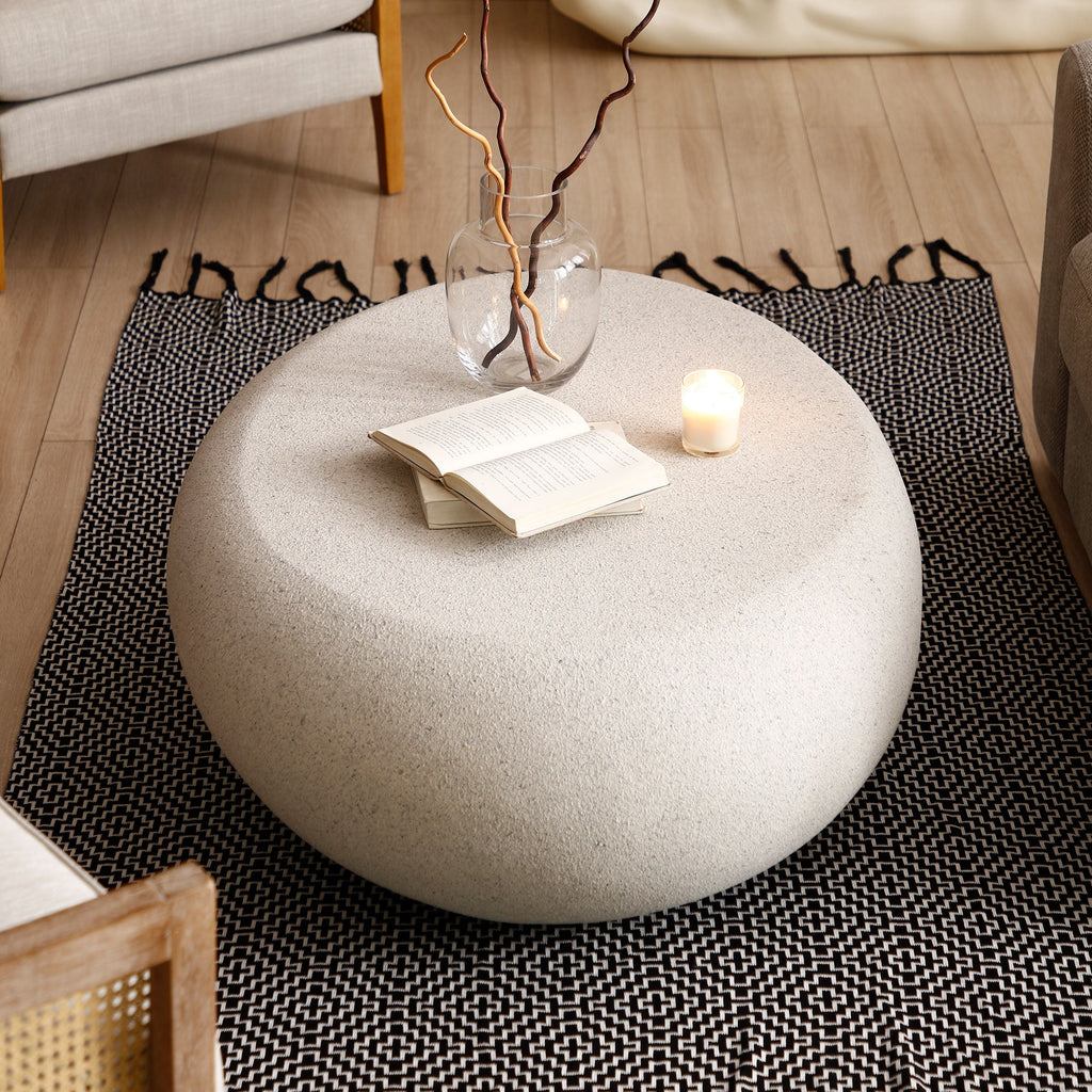 43.31'' Fiberglass Elliptical Coffee Table for Living Room
