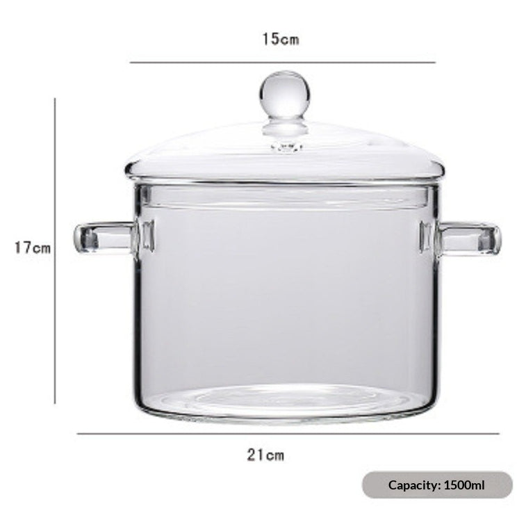 Love-shaped Borosilicate Glass Pot Safe For Direct Flame And High Temperatures