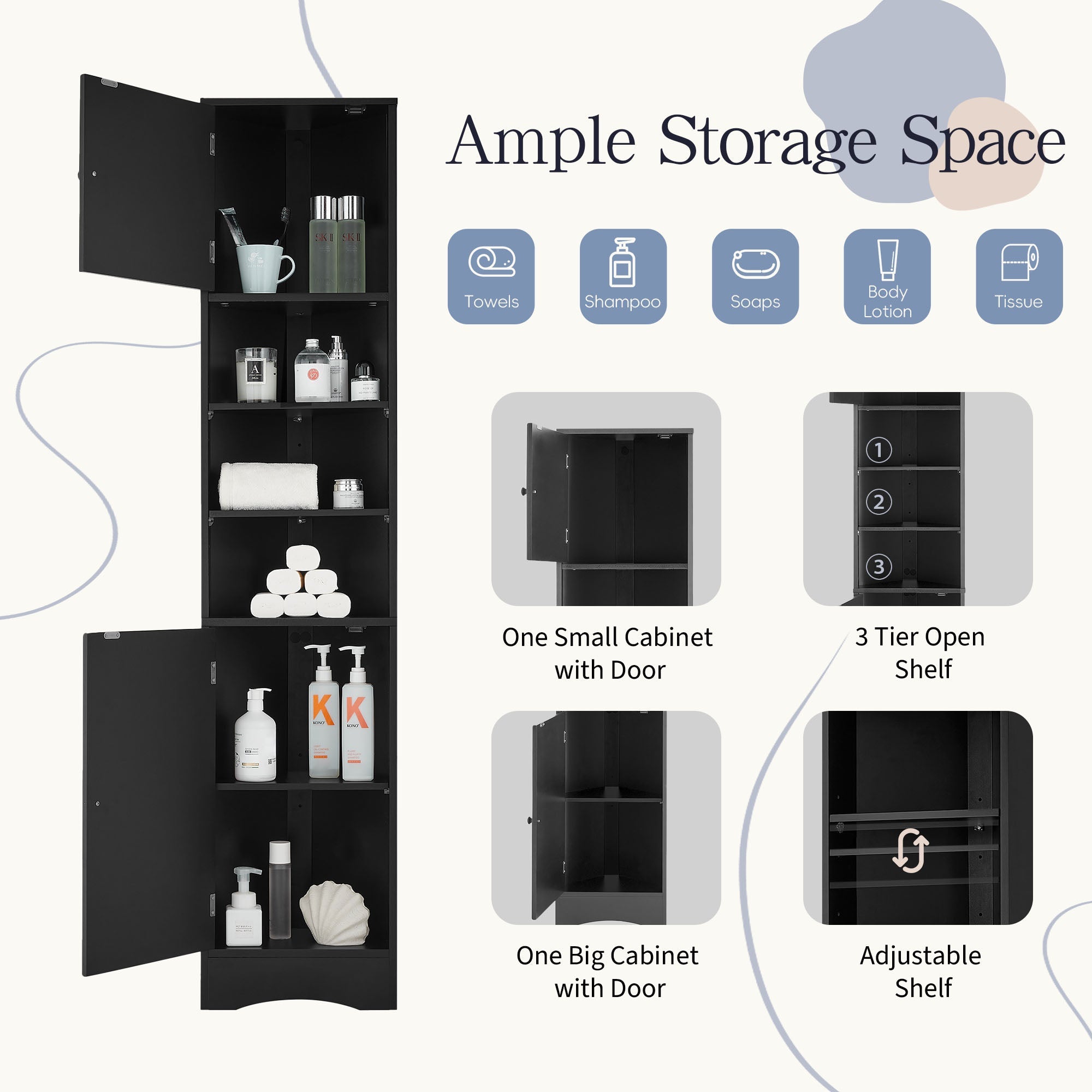 Multi-Functional Corner Cabinet Tall Bathroom Storage