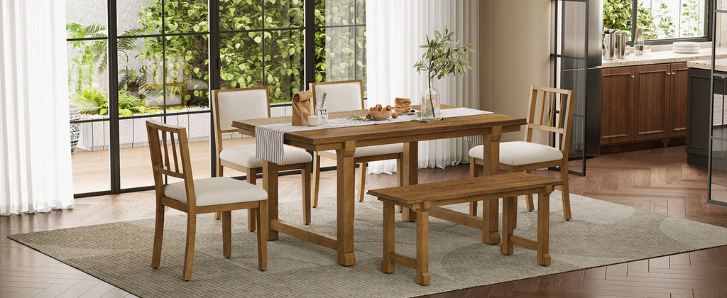 TREXM 6-Piece Farmhouse Dining Set for 6
