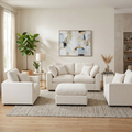 U-Style 4-Piece Sofa Set, 2 Accent Chairs + Loveseat + Movable Ottoman