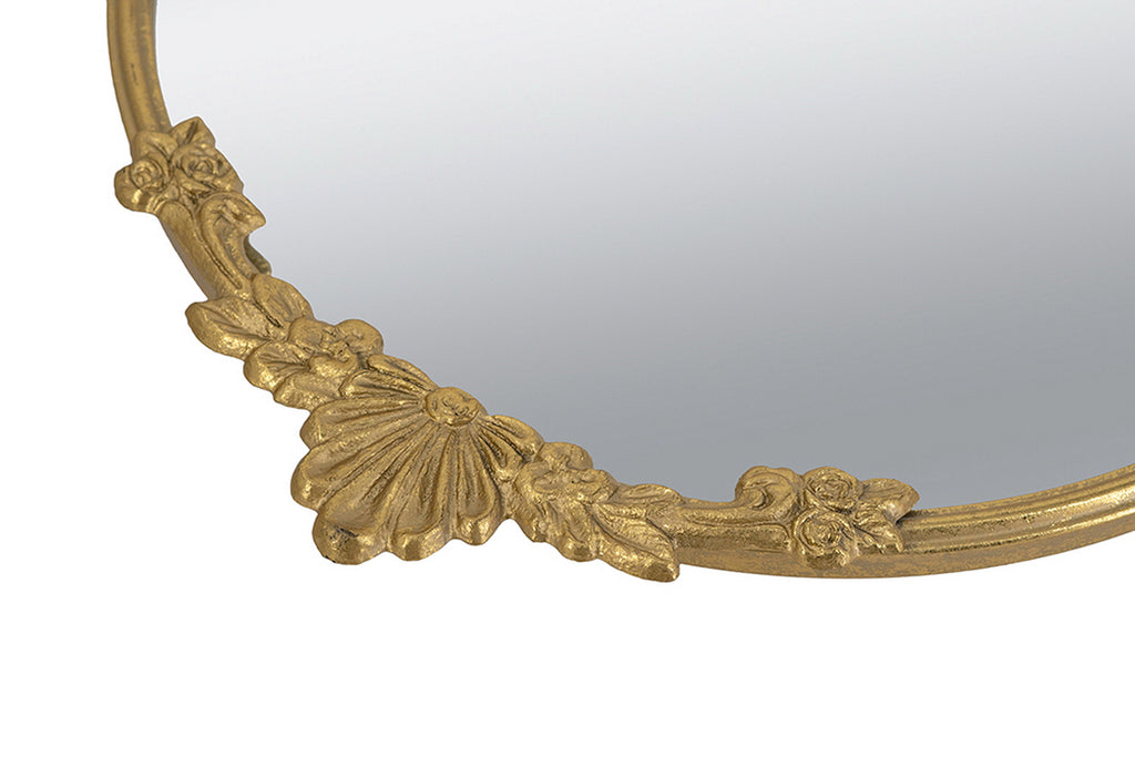 19x16 Round Mirror Tray with Gold Frame