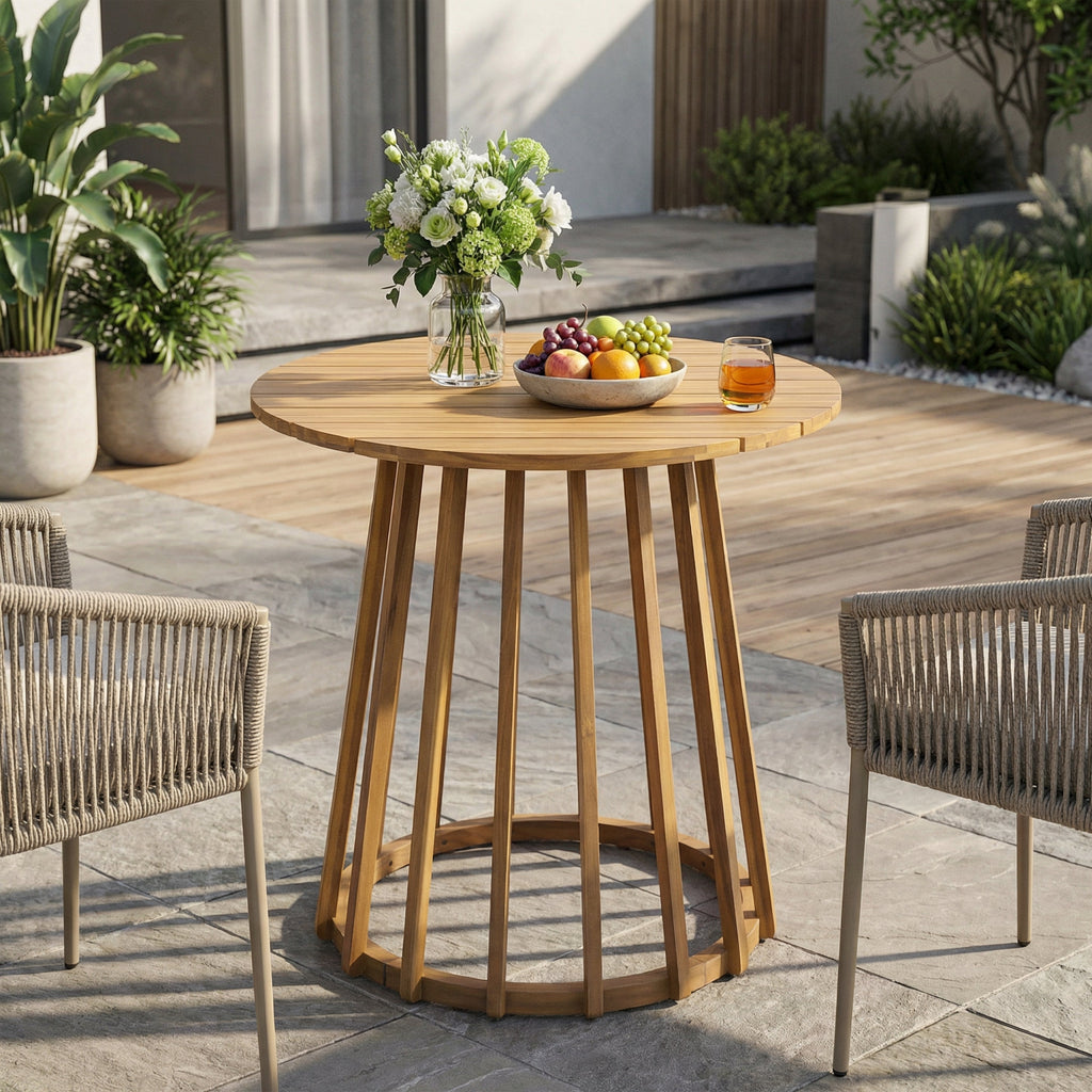 Outdoor Round Top Acacia Wood Dining Table
