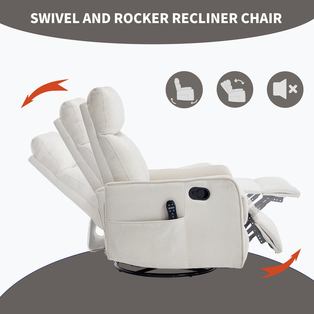 Beige Heat Massage Manual Recliner Chair