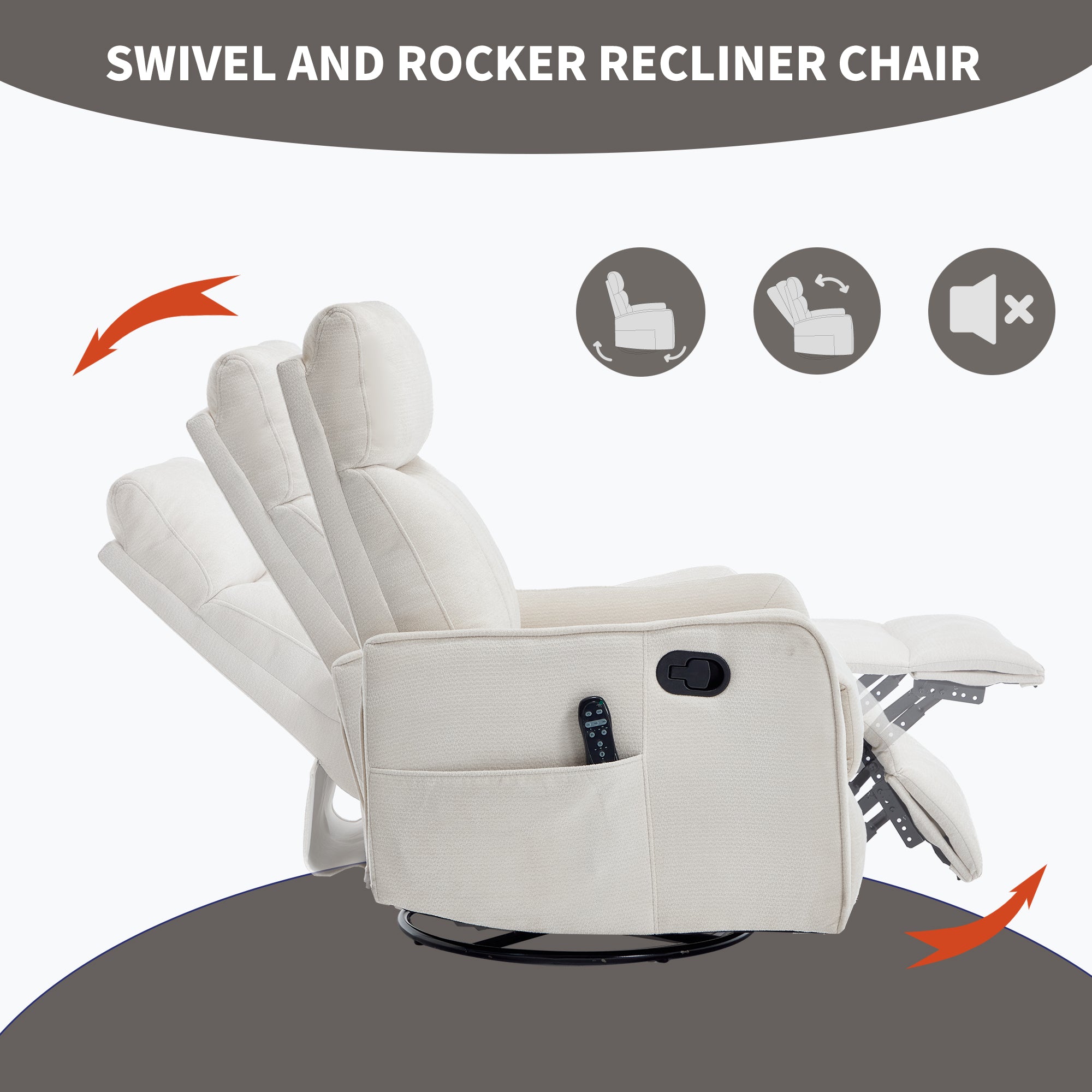 Beige Heat Massage Manual Recliner Chair