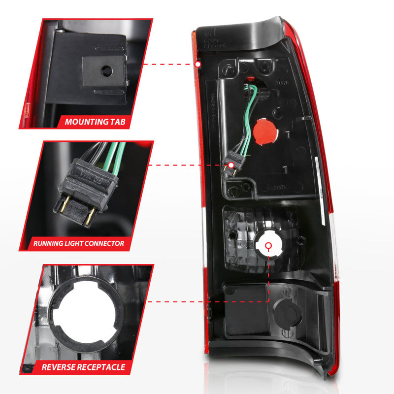 ANZO 1999-2002 Chevy Silverado 1500 LED Taillights Plank Style Black w/Clear Lens 311324