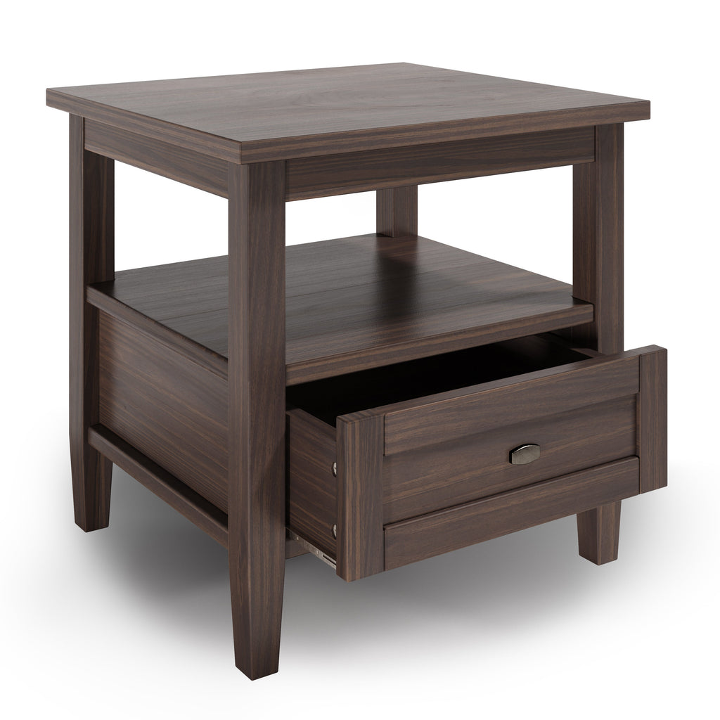 Warm Shaker Solid Wood 20 Inch Wide Transitional End Table