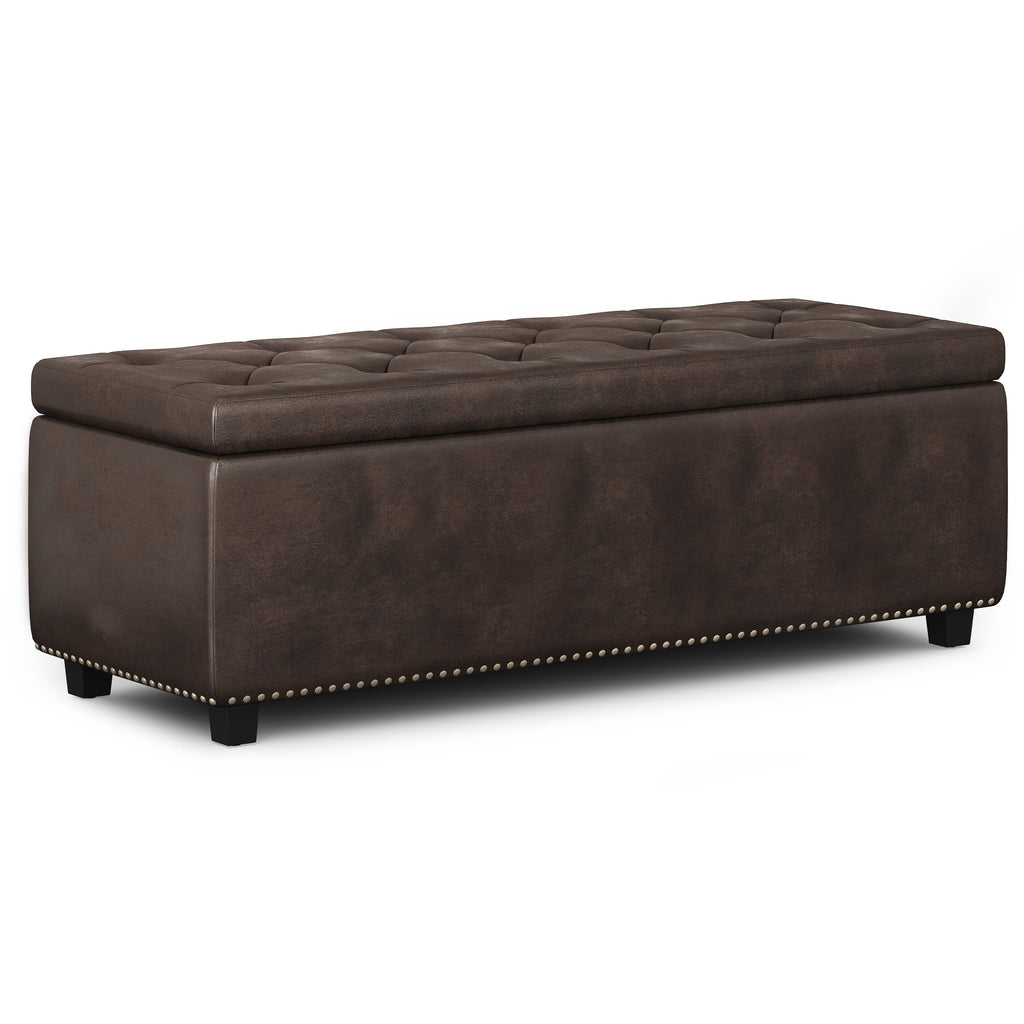 Hamilton 48 Inch Wide Storage Ottoman in Distressed